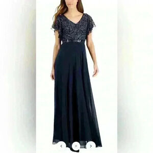 Jkara Women’s Embellished V Neck Evening Gown Size 6 NWT MSRP $369